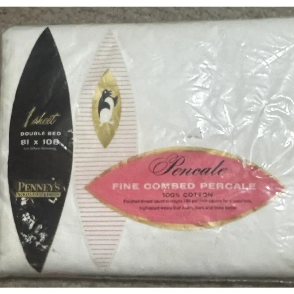 Full DOUBLE FLAT SHEET White Penneys Percale 100% Cotton 81x108 NEW